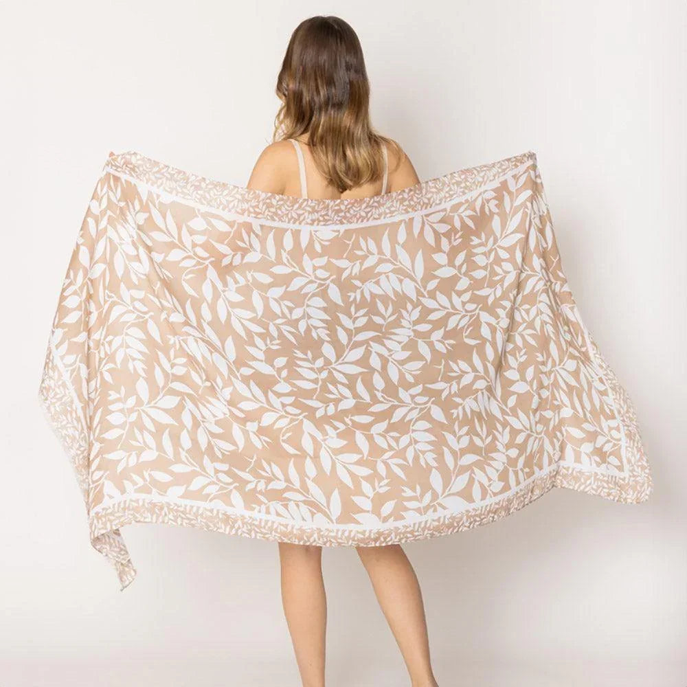 Taupe Leaf Print Scarf - Jewelry Store by Erik Rayo