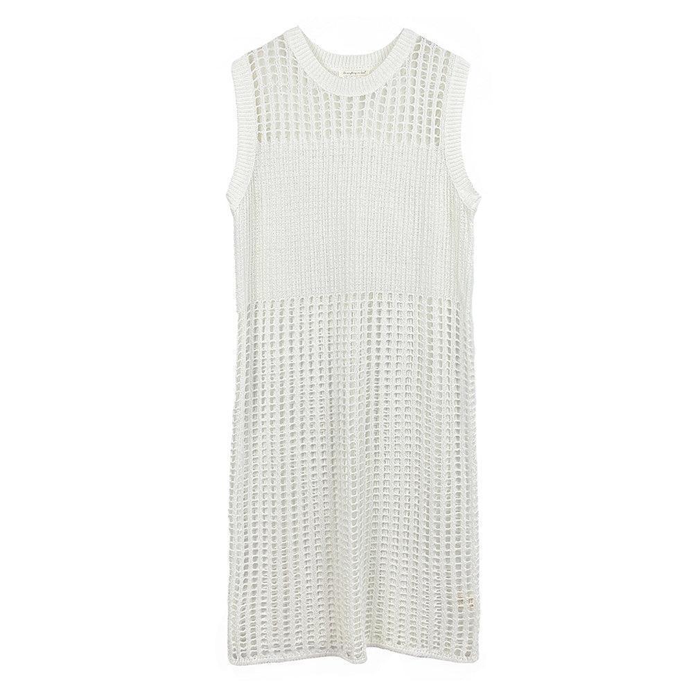 Ivory Chest Blocked Crochet Long Dress - Jewelry Store by Erik Rayo