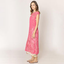 Load image into Gallery viewer, Pink Chest Blocked Crochet Long Dress
