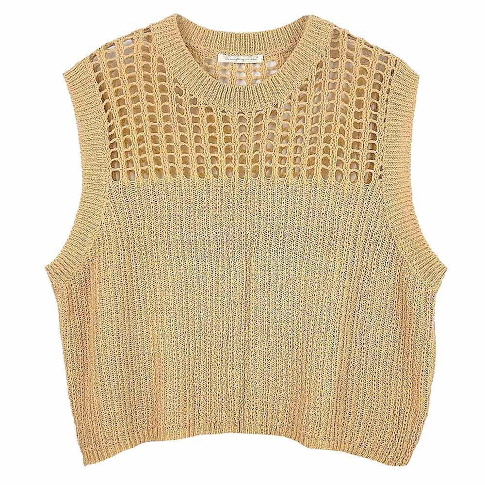 Camel Chest Blocked Crochet Poncho Vest - Jewelry Store by Erik Rayo