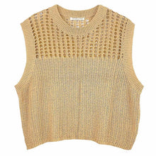 Load image into Gallery viewer, Camel Chest Blocked Crochet Poncho Vest
