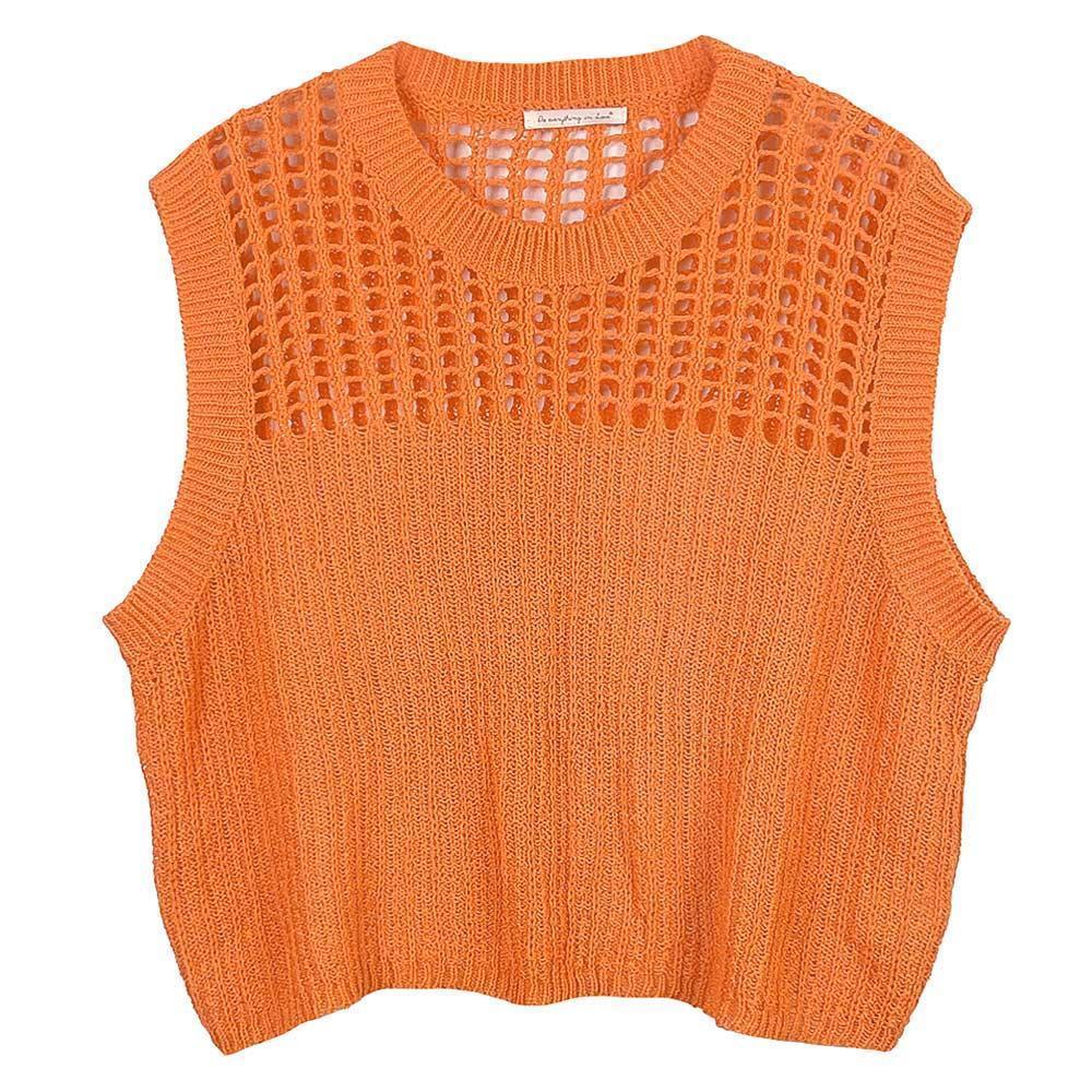 Orange Chest Blocked Crochet Poncho Vest - Jewelry Store by Erik Rayo