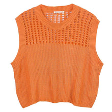 Load image into Gallery viewer, Orange Chest Blocked Crochet Poncho Vest
