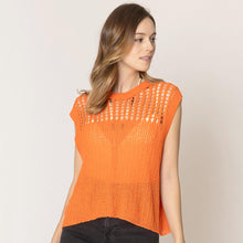 Load image into Gallery viewer, Orange Chest Blocked Crochet Poncho Vest
