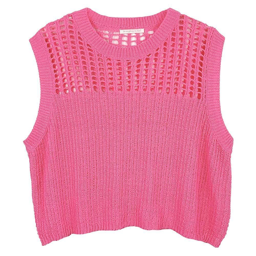 Pink Chest Blocked Crochet Poncho Vest - Jewelry Store by Erik Rayo