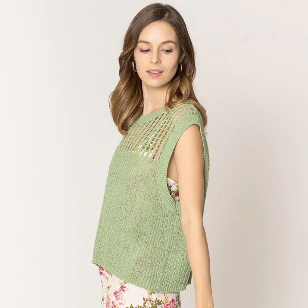 Mint Chest Blocked Crochet Poncho Vest - Jewelry Store by Erik Rayo
