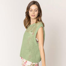 Load image into Gallery viewer, Mint Chest Blocked Crochet Poncho Vest
