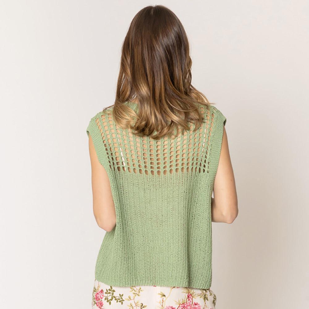Mint Chest Blocked Crochet Poncho Vest - Jewelry Store by Erik Rayo