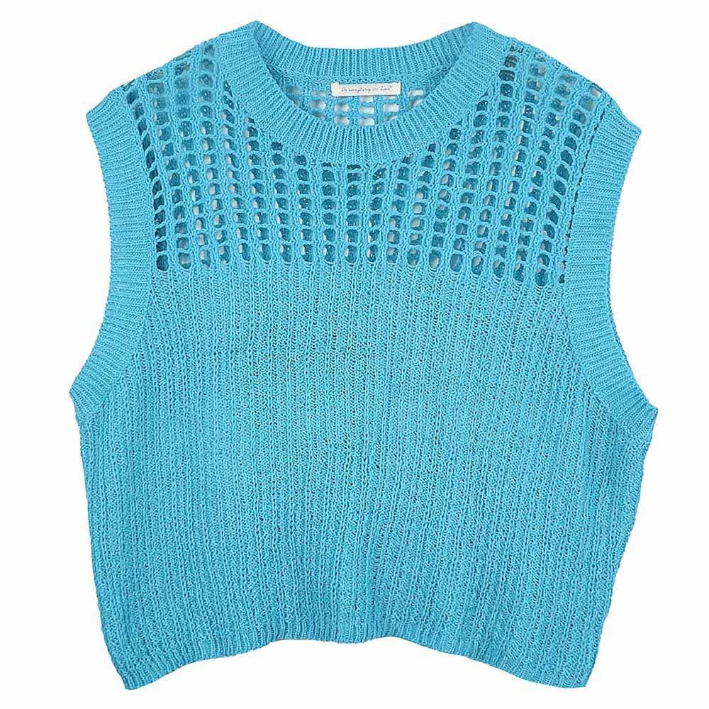 Turquoise Chest Blocked Crochet Poncho Vest - Jewelry Store by Erik Rayo