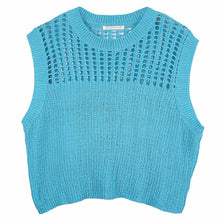 Load image into Gallery viewer, Turquoise Chest Blocked Crochet Poncho Vest
