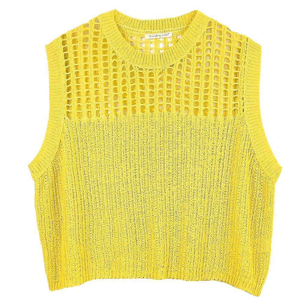 Yellow Chest Blocked Crochet Poncho Vest - Jewelry Store by Erik Rayo