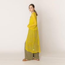 Load image into Gallery viewer, Yellow Chest Blocked Crochet Long Cardigan
