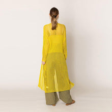 Load image into Gallery viewer, Yellow Chest Blocked Crochet Long Cardigan
