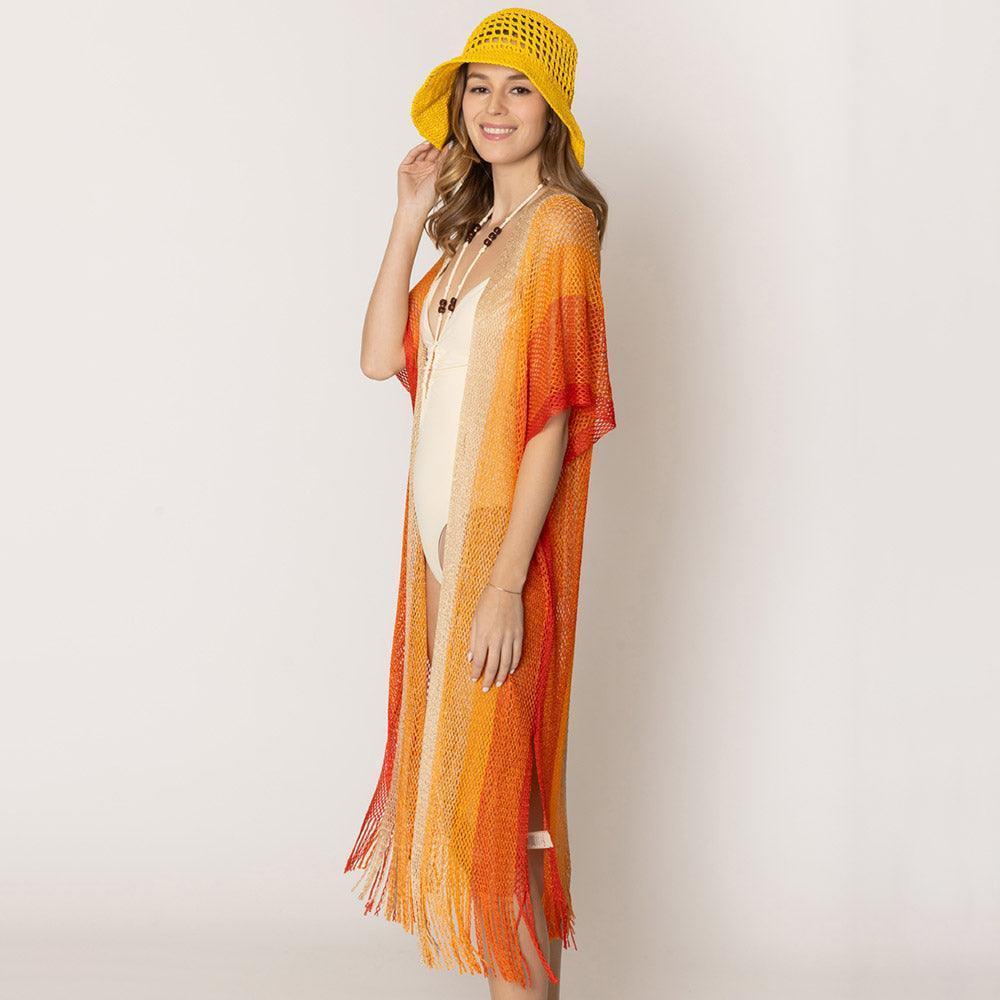 Orange Two Tone Lurex Kimono Poncho - Jewelry Store by Erik Rayo