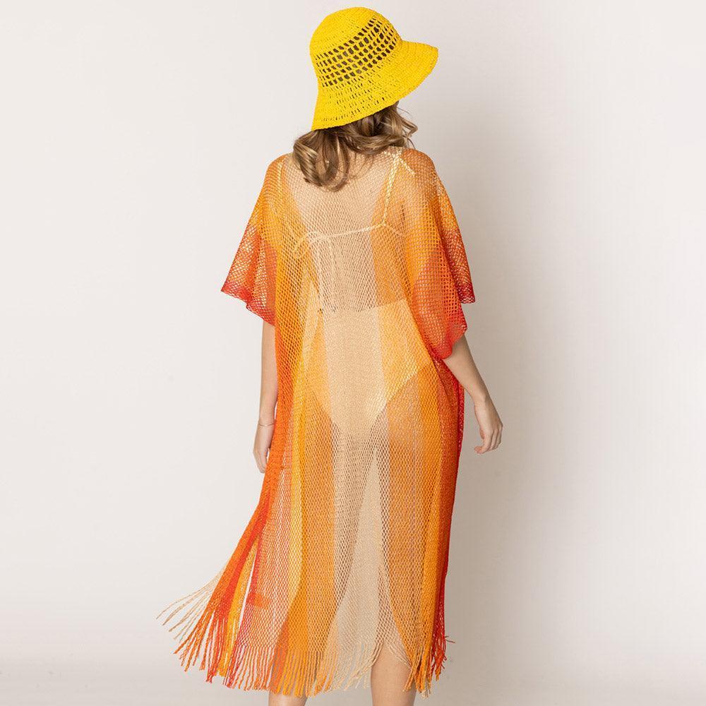 Orange Two Tone Lurex Kimono Poncho - Jewelry Store by Erik Rayo