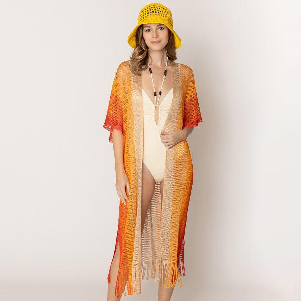 Orange Two Tone Lurex Kimono Poncho - Jewelry Store by Erik Rayo