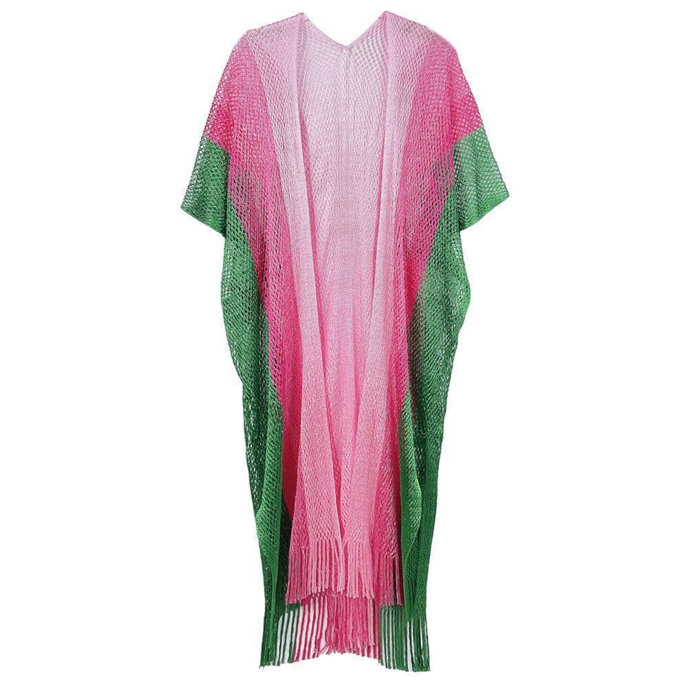Pink Two Tone Lurex Kimono Poncho - Jewelry Store by Erik Rayo