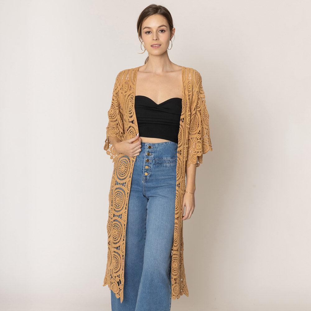 Camel Crochet Cardigan Poncho - Jewelry Store by Erik Rayo