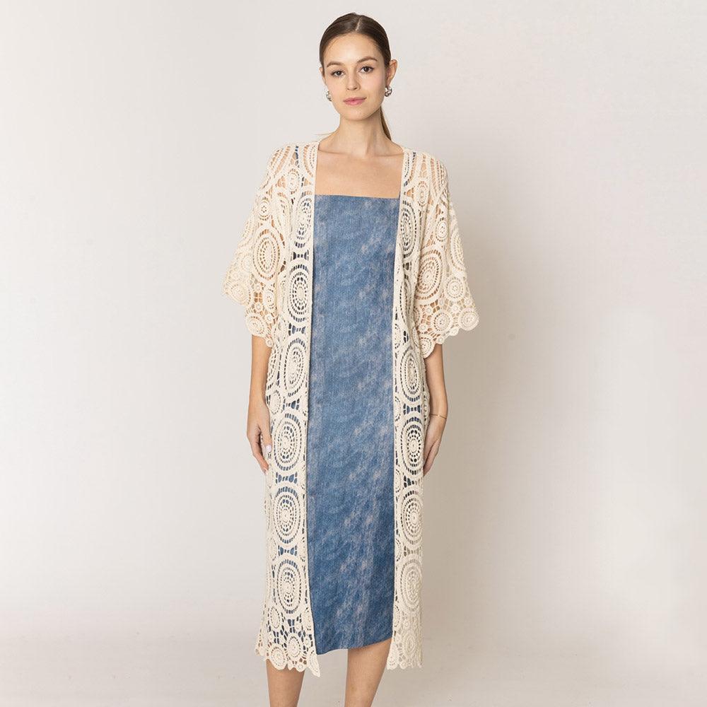 Ivory Crochet Cardigan Poncho