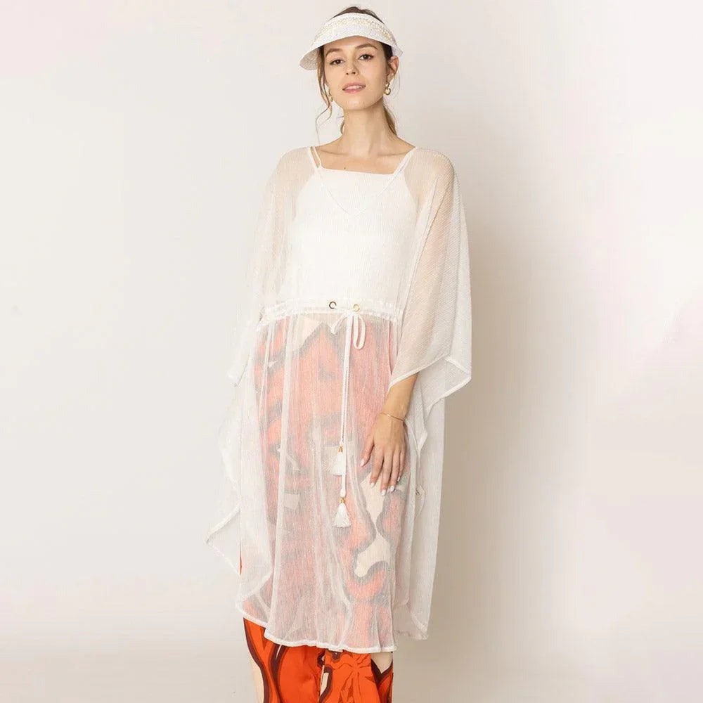 White Lurex String Poncho - Jewelry Store by Erik Rayo