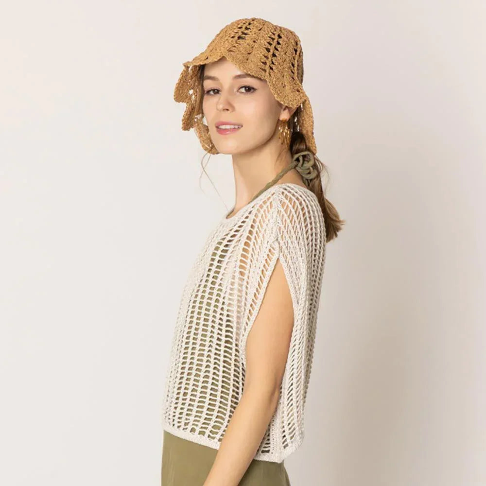 Ivory Crochet Poncho Vest - Jewelry Store by Erik Rayo