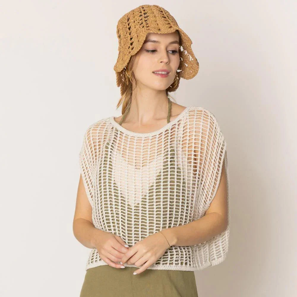 Ivory Crochet Poncho Vest - Jewelry Store by Erik Rayo
