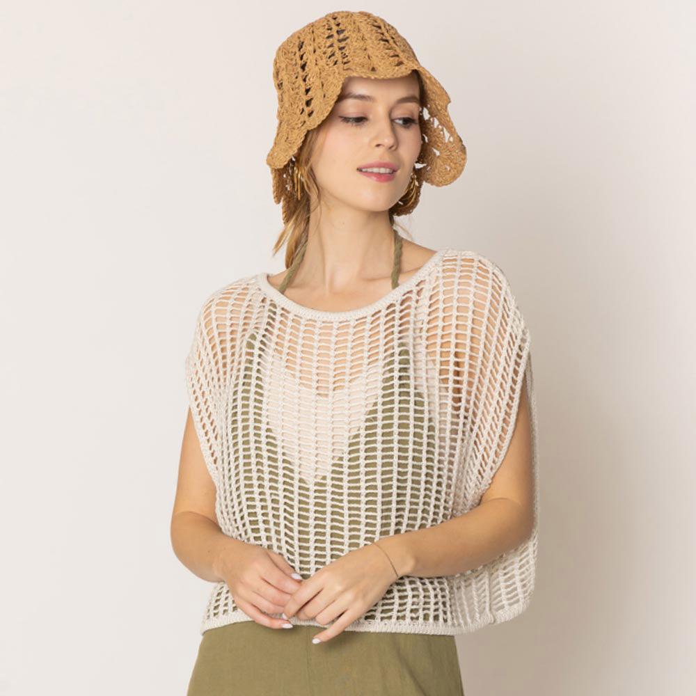 Ivory Crochet Poncho Vest