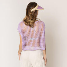 Load image into Gallery viewer, Lavender Crochet Poncho Vest
