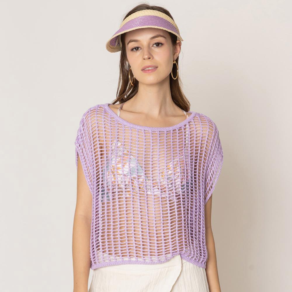 Lavender Crochet Poncho Vest