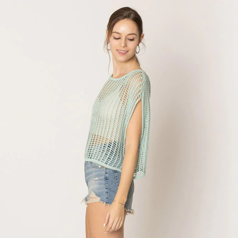 Mint Crochet Poncho Vest - Jewelry Store by Erik Rayo