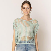 Load image into Gallery viewer, Mint Crochet Poncho Vest
