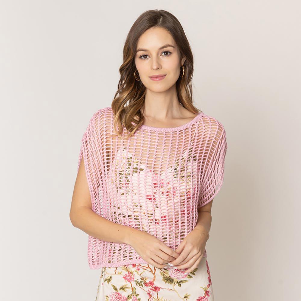 Pink Crochet Poncho Vest - Jewelry Store by Erik Rayo
