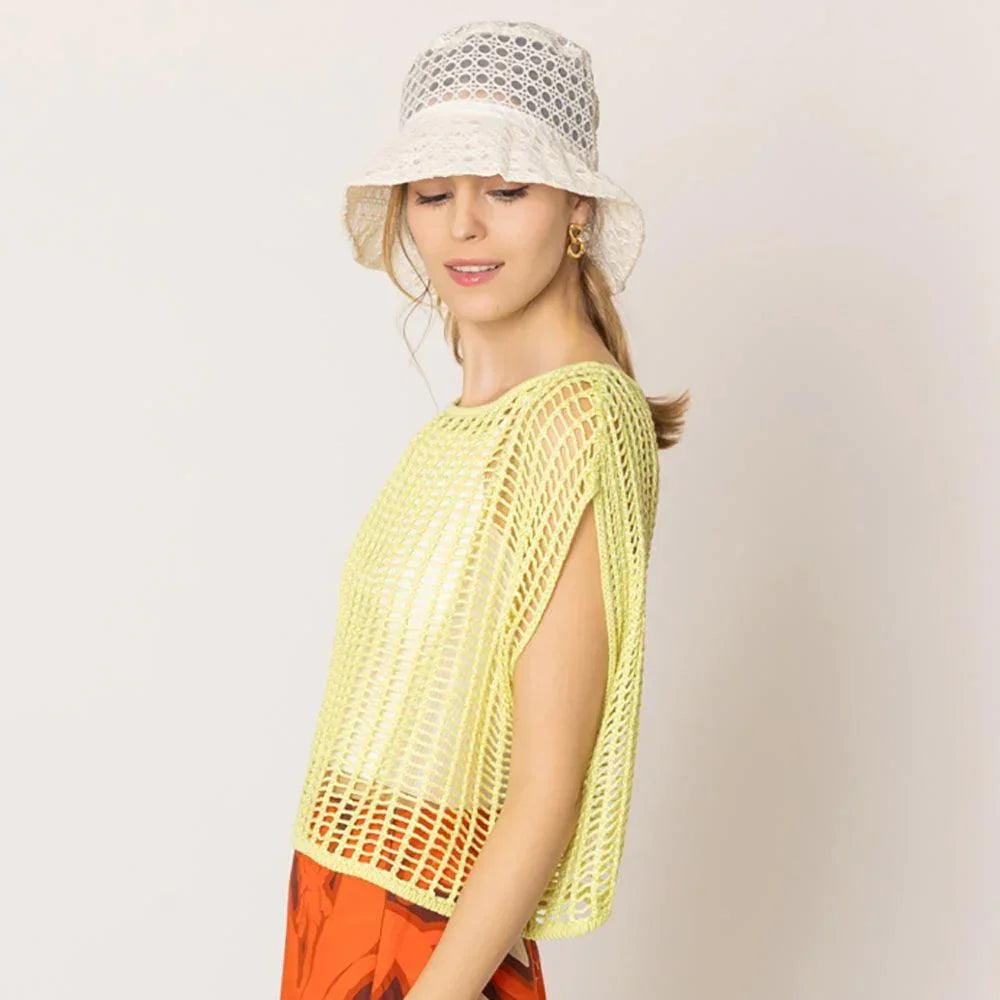 Yellow Crochet Poncho Vest - Jewelry Store by Erik Rayo