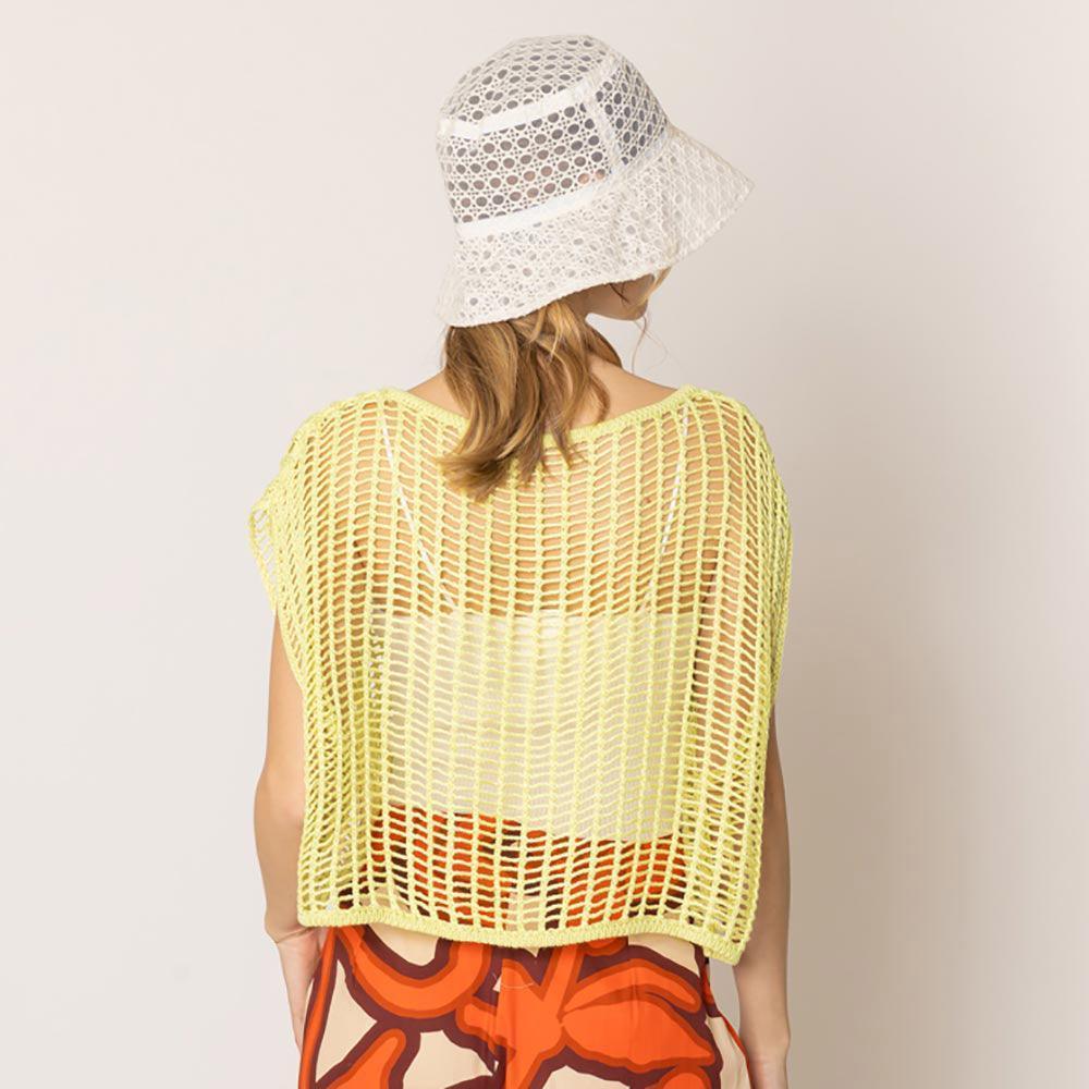 Yellow Crochet Poncho Vest - Jewelry Store by Erik Rayo