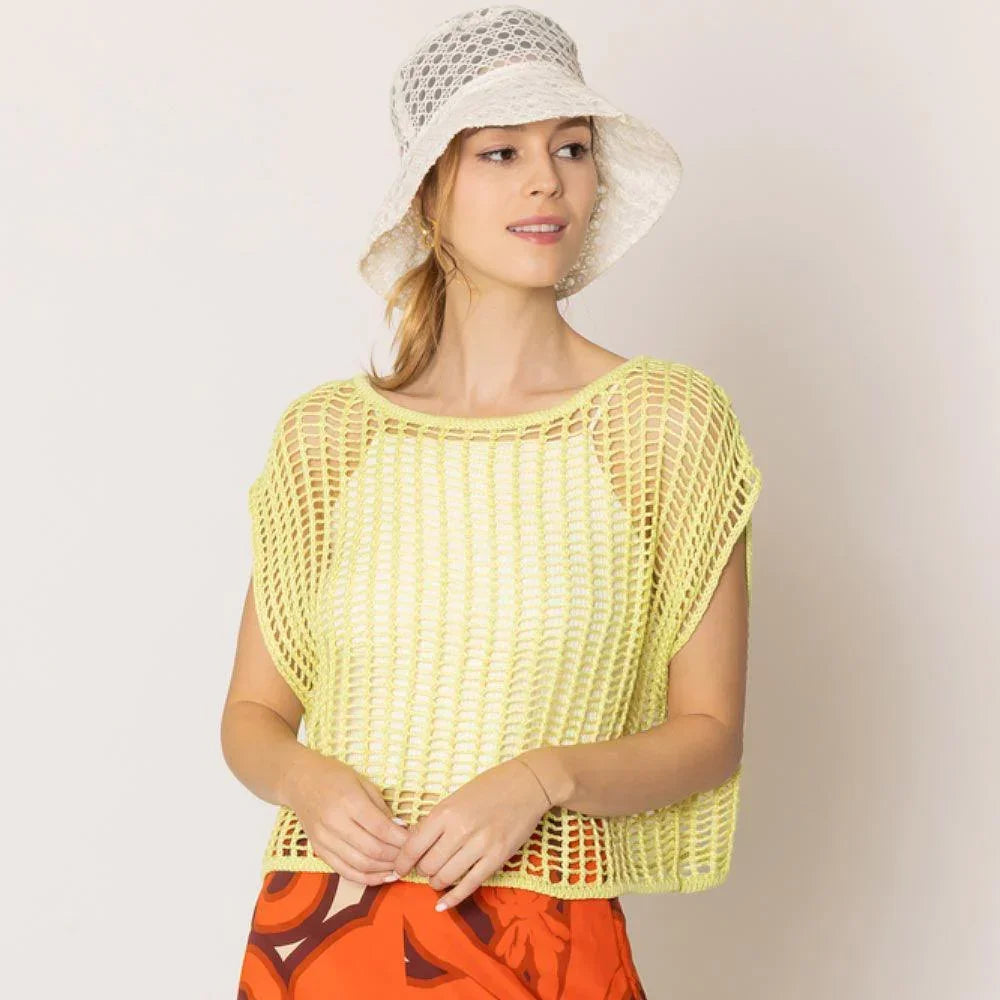 Yellow Crochet Poncho Vest - Jewelry Store by Erik Rayo