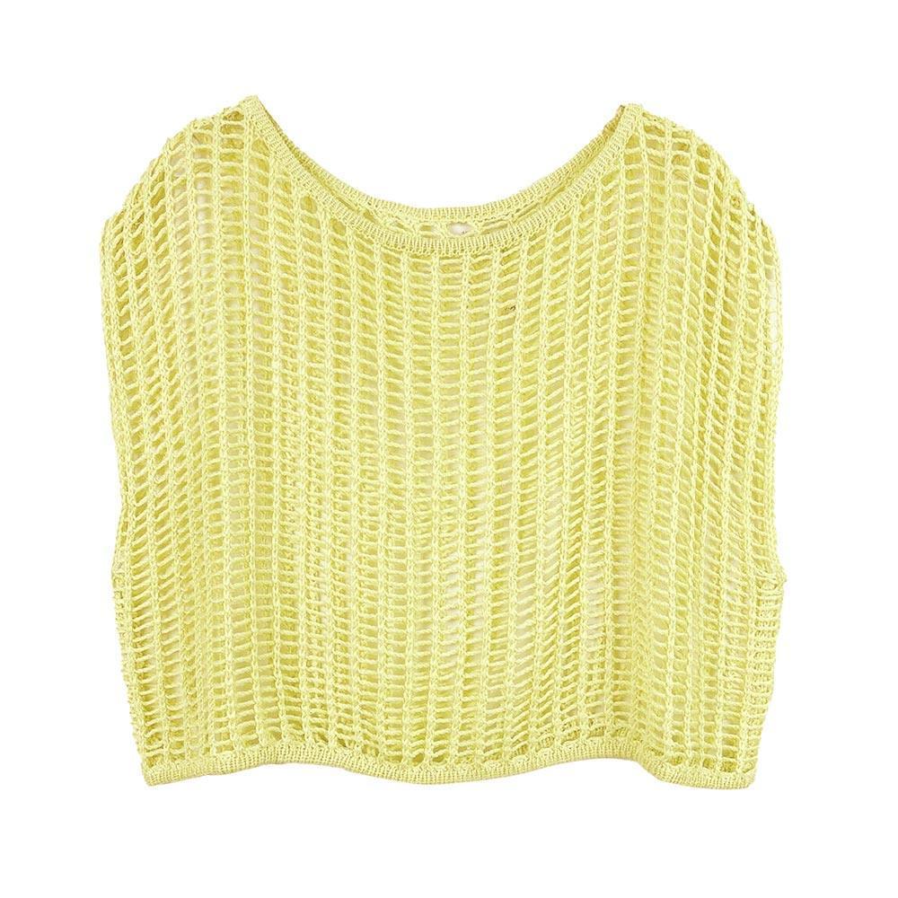 Yellow Crochet Poncho Vest - Jewelry Store by Erik Rayo