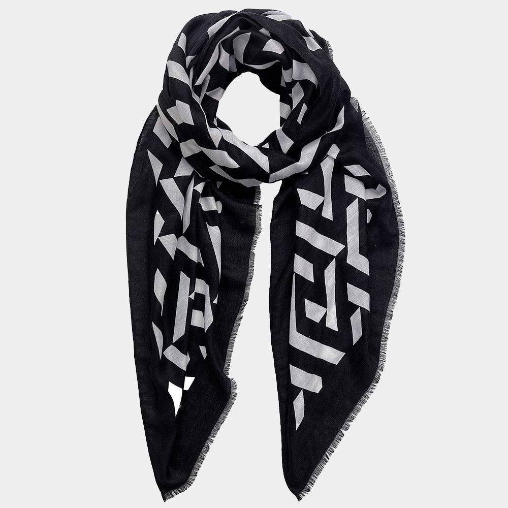 Black Geometric Print Scarf - Jewelry Store by Erik Rayo