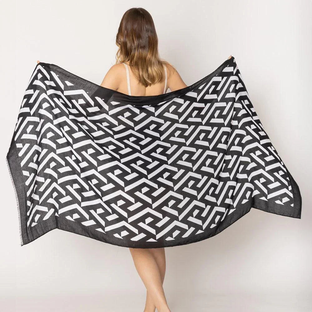 Black Geometric Print Scarf - Jewelry Store by Erik Rayo