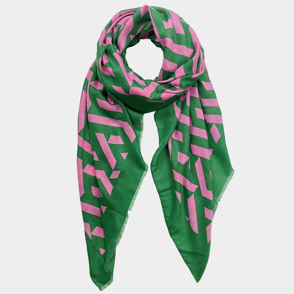 Green Geometric Print Scarf - Jewelry Store by Erik Rayo
