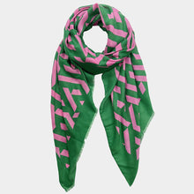 Load image into Gallery viewer, Green Geometric Print Scarf
