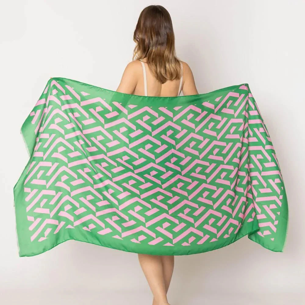Green Geometric Print Scarf - Jewelry Store by Erik Rayo
