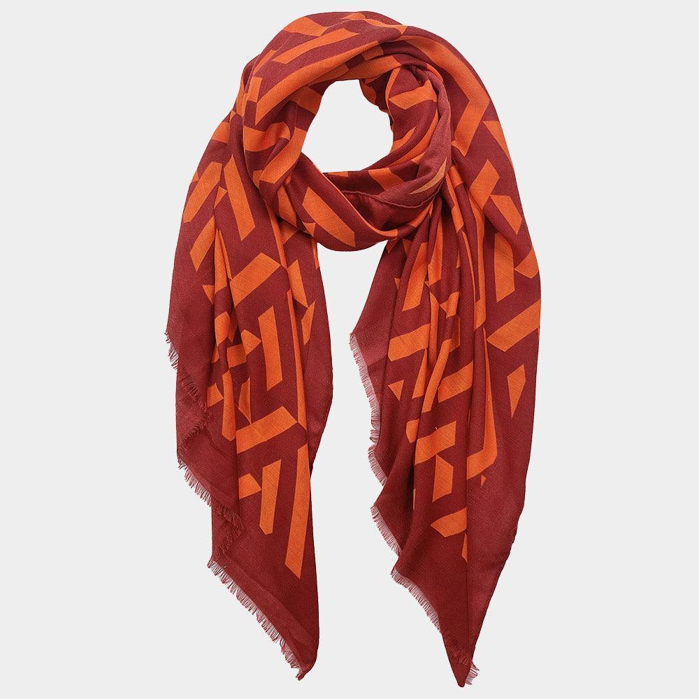 Orange Geometric Print Scarf - Jewelry Store by Erik Rayo