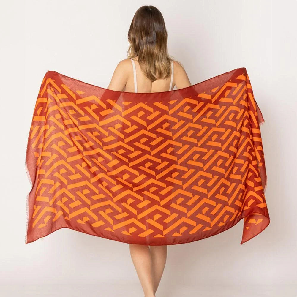 Orange Geometric Print Scarf - Jewelry Store by Erik Rayo