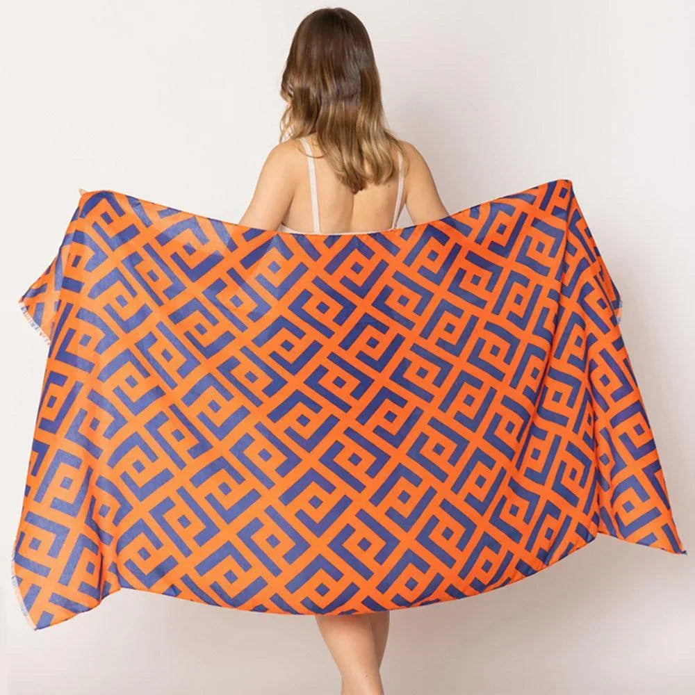Orange Geometric Print Scarf - Jewelry Store by Erik Rayo