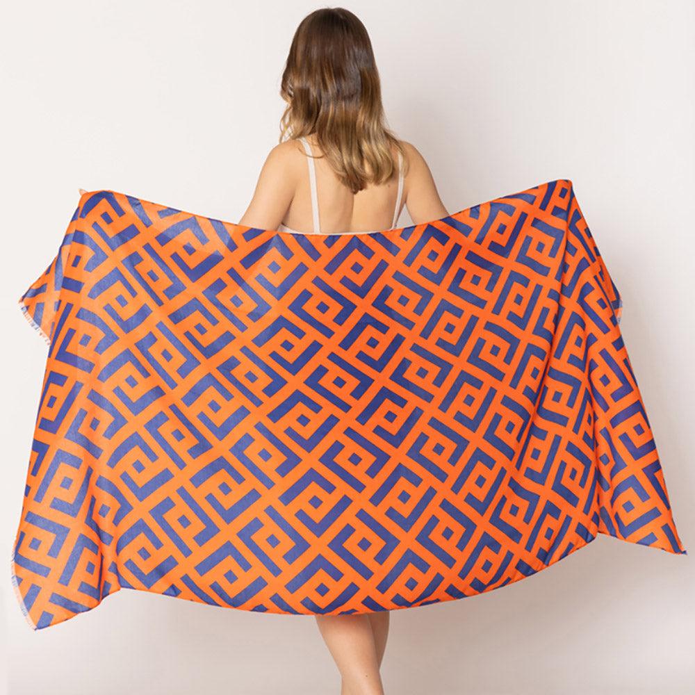 Orange Geometric Print Scarf