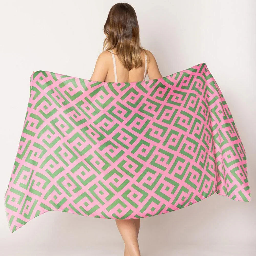 Pink Geometric Print Scarf - Jewelry Store by Erik Rayo