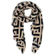 Load image into Gallery viewer, Taupe Geometric Print Scarf
