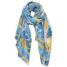 Load image into Gallery viewer, Blue Floral Print Scarf
