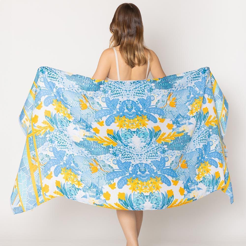 Blue Floral Print Scarf - Jewelry Store by Erik Rayo