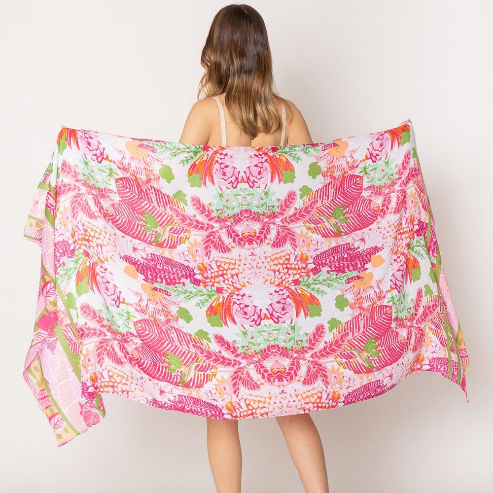 Fuchsia Floral Print Scarf